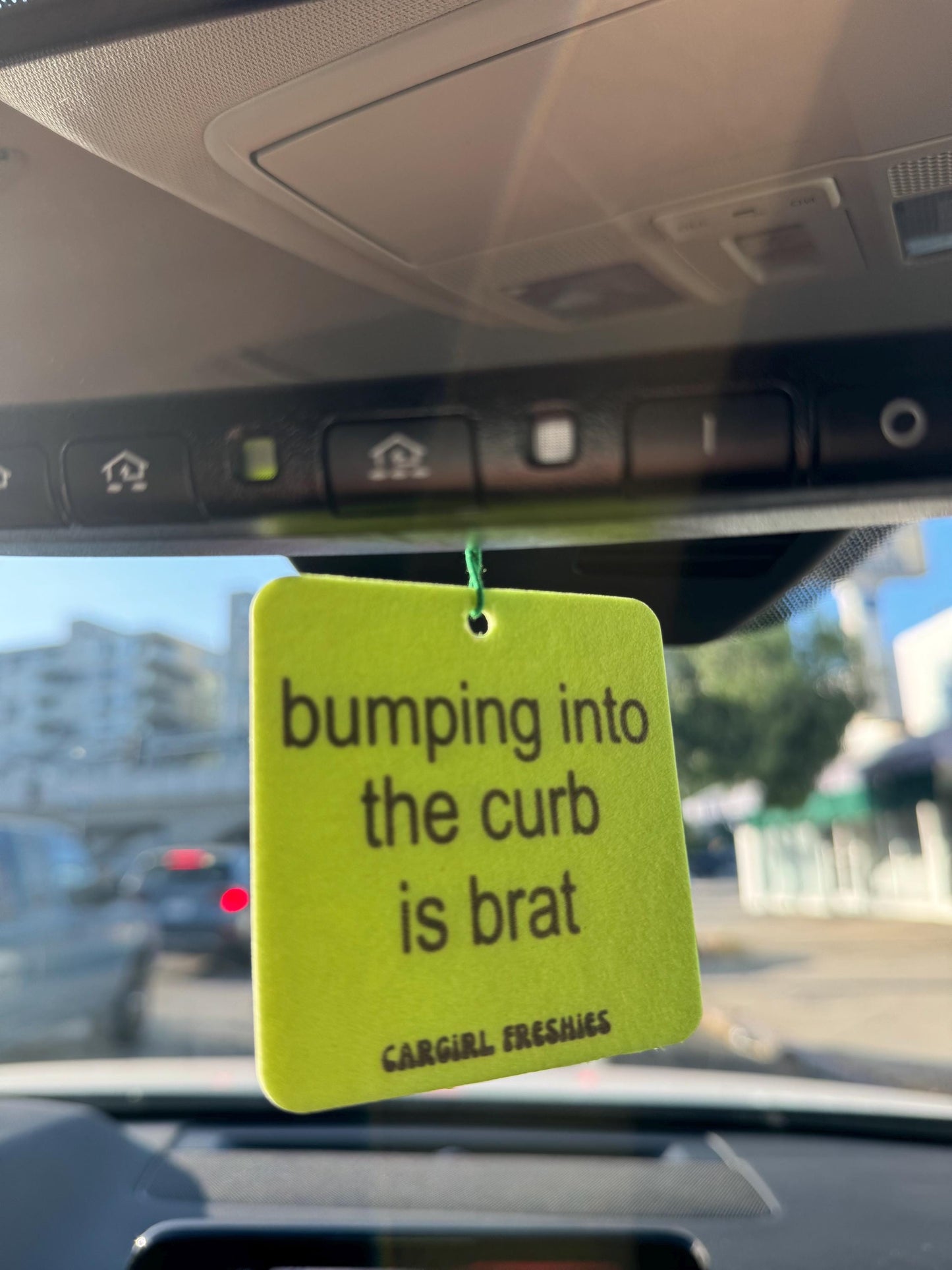 Hitting the Curb is Brat Car Freshener | Green Accessories, Vanilla Rose Scented