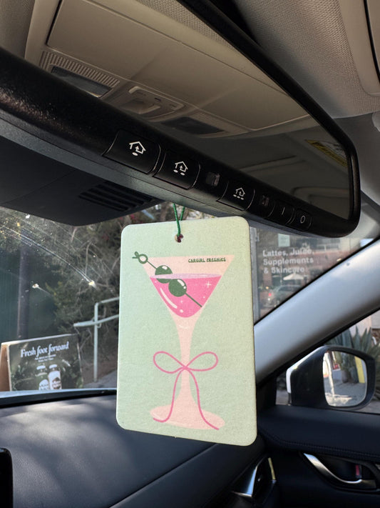 Martini Car Freshener | Vanilla Rose Scented, Pink Accessories