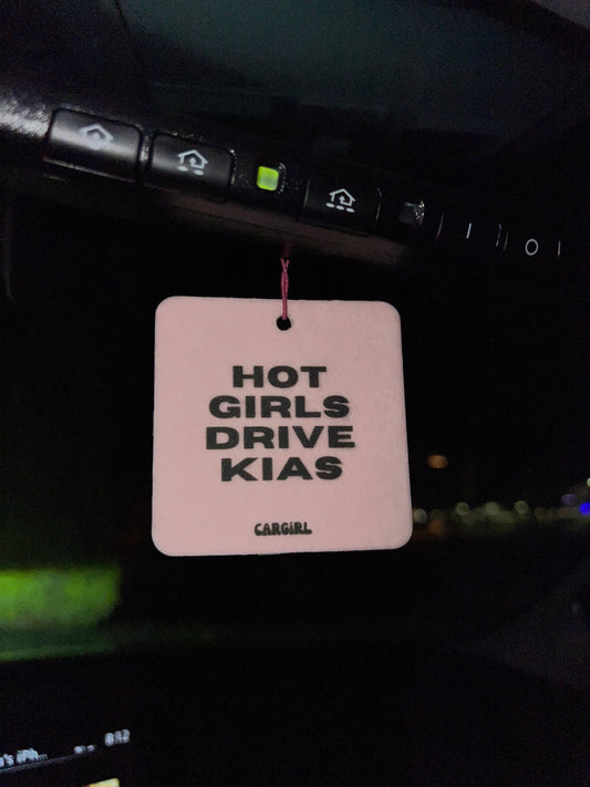 Pink 'Hot Girls Drive Kias' Vanilla Car Freshener