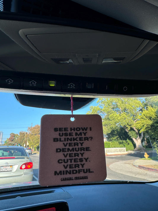 Pink Demure Blinker Design | Vanilla Rose Scented Car Freshener