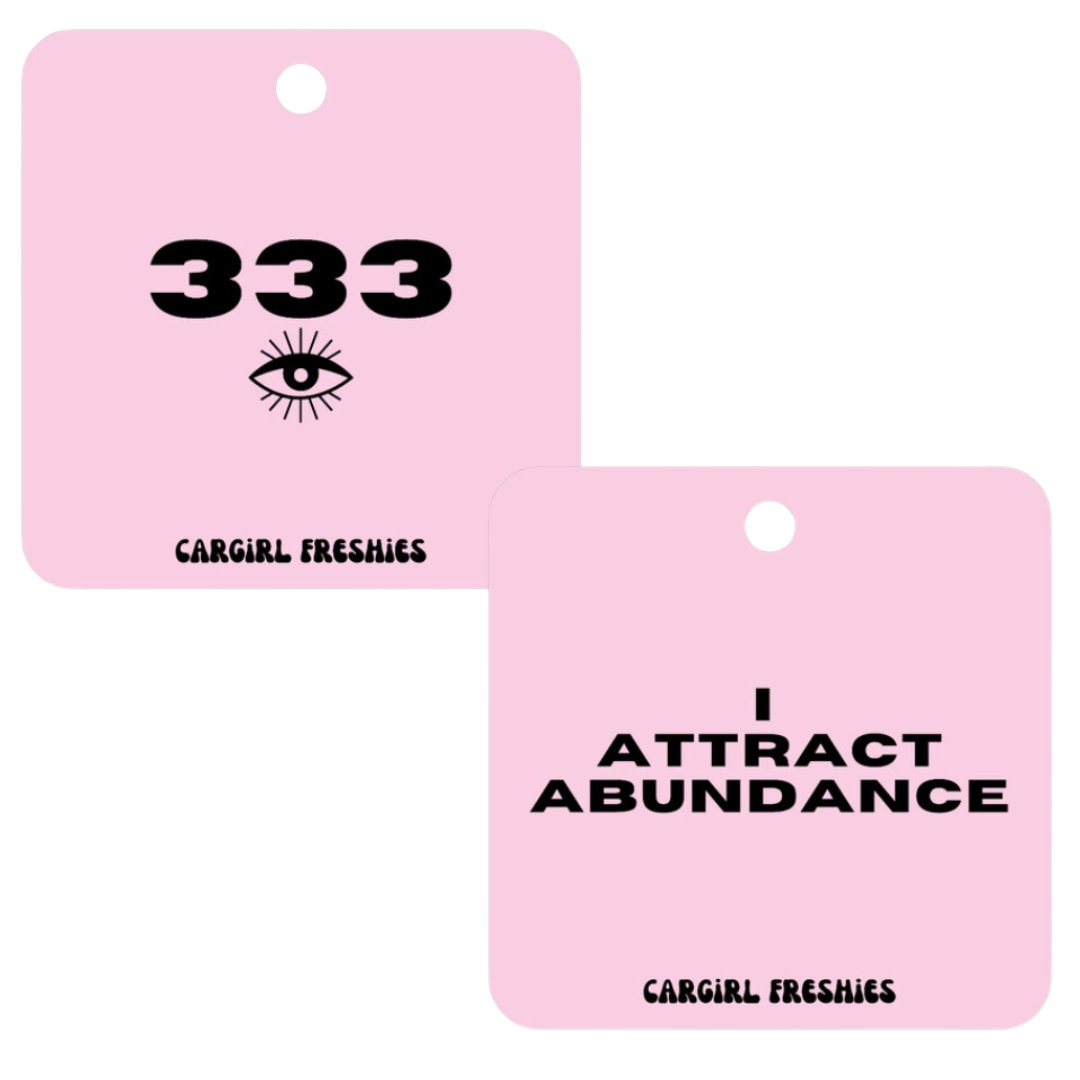Pink 333 Angel Numbers Car Freshener | Vanilla Rose Scent