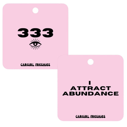 Pink 333 Angel Numbers Car Freshener | Vanilla Rose Scent