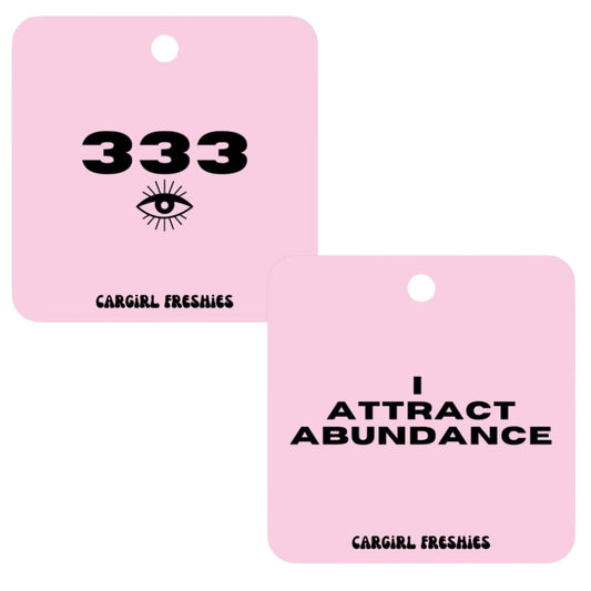 Pink 333 Angel Numbers Car Freshener | Vanilla Rose Scent