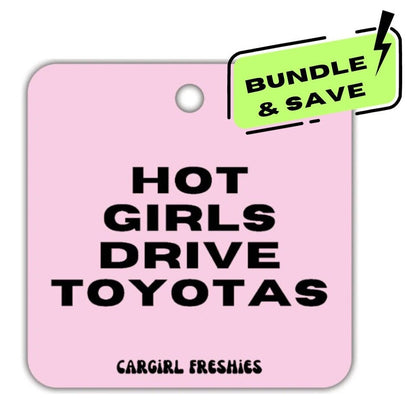 3-Pack Bundle of the Pink "Hot Girls Drive Toyotas" Vanilla Rose-Scented Car Freshener | Best Gifts for Women | Cute Freshies