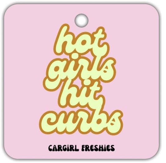 Pink "Hot Girls Hit Curbs" Vanilla Rose-Scented Car Freshener | Car Accessories | Gifts for Women | Funny Gift Ideas