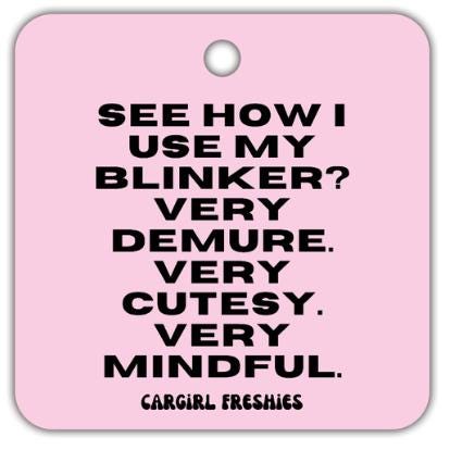 Pink Demure Blinker Design | Vanilla Rose Scented Car Freshener