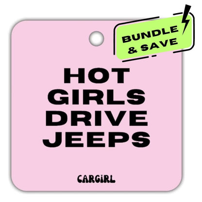 3-Pack Bundle of the Pink "Hot Girls Drive" Vanilla Rose-Scented Car Freshener | Pink Accessories | Best Gifts for Women | Cute Freshies