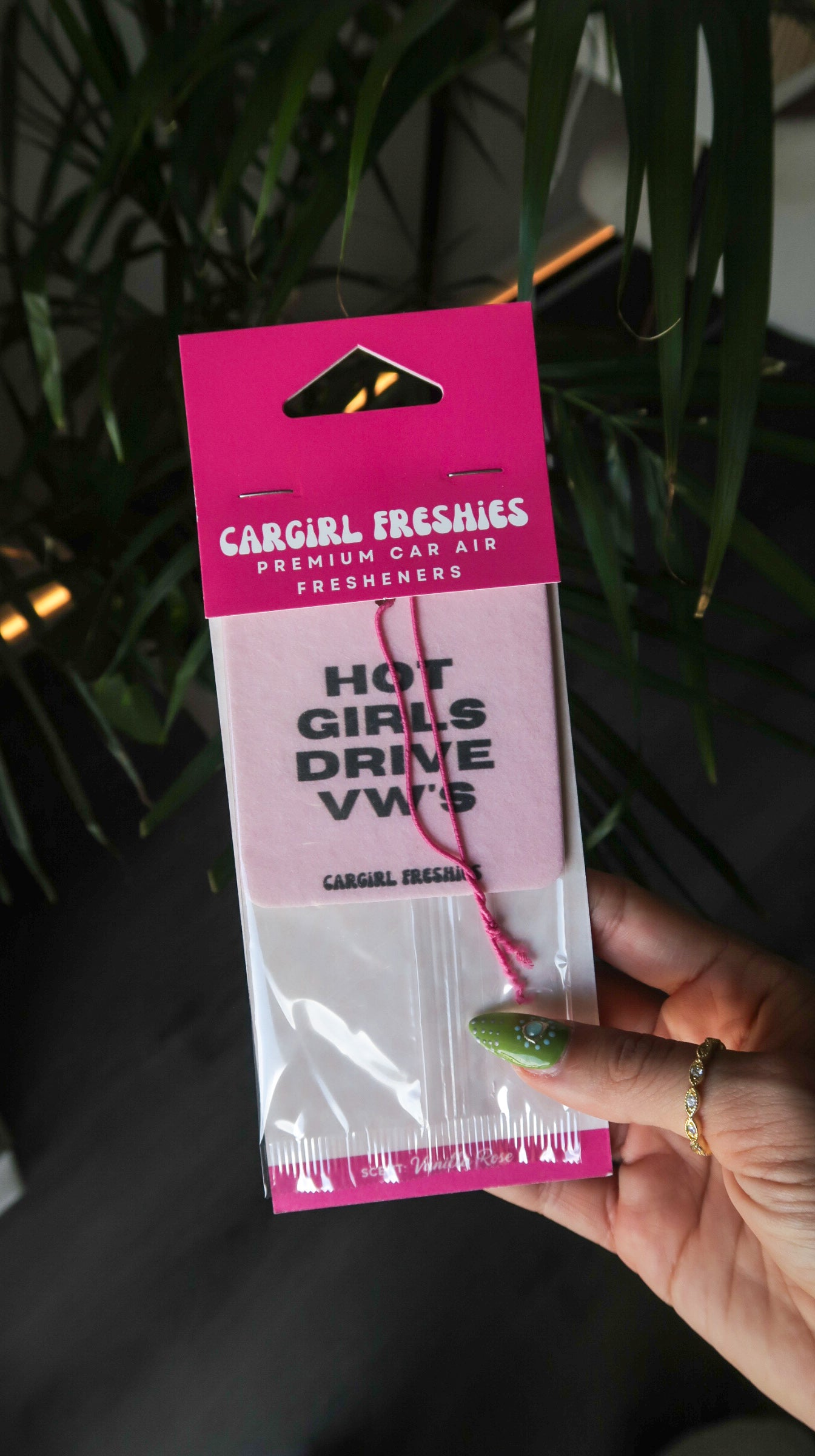 "Hot Girls Drive VWs" Car Freshie – Vanilla Rose