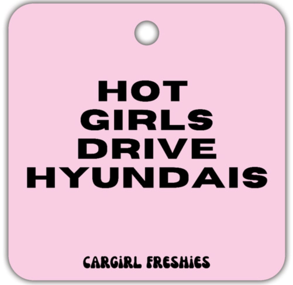 Pink "Hot Girls Drive Hyundais" Vanilla-Scented Car Freshener | Pink Accessories | Best Gifts for Women | Cute Car Freshies