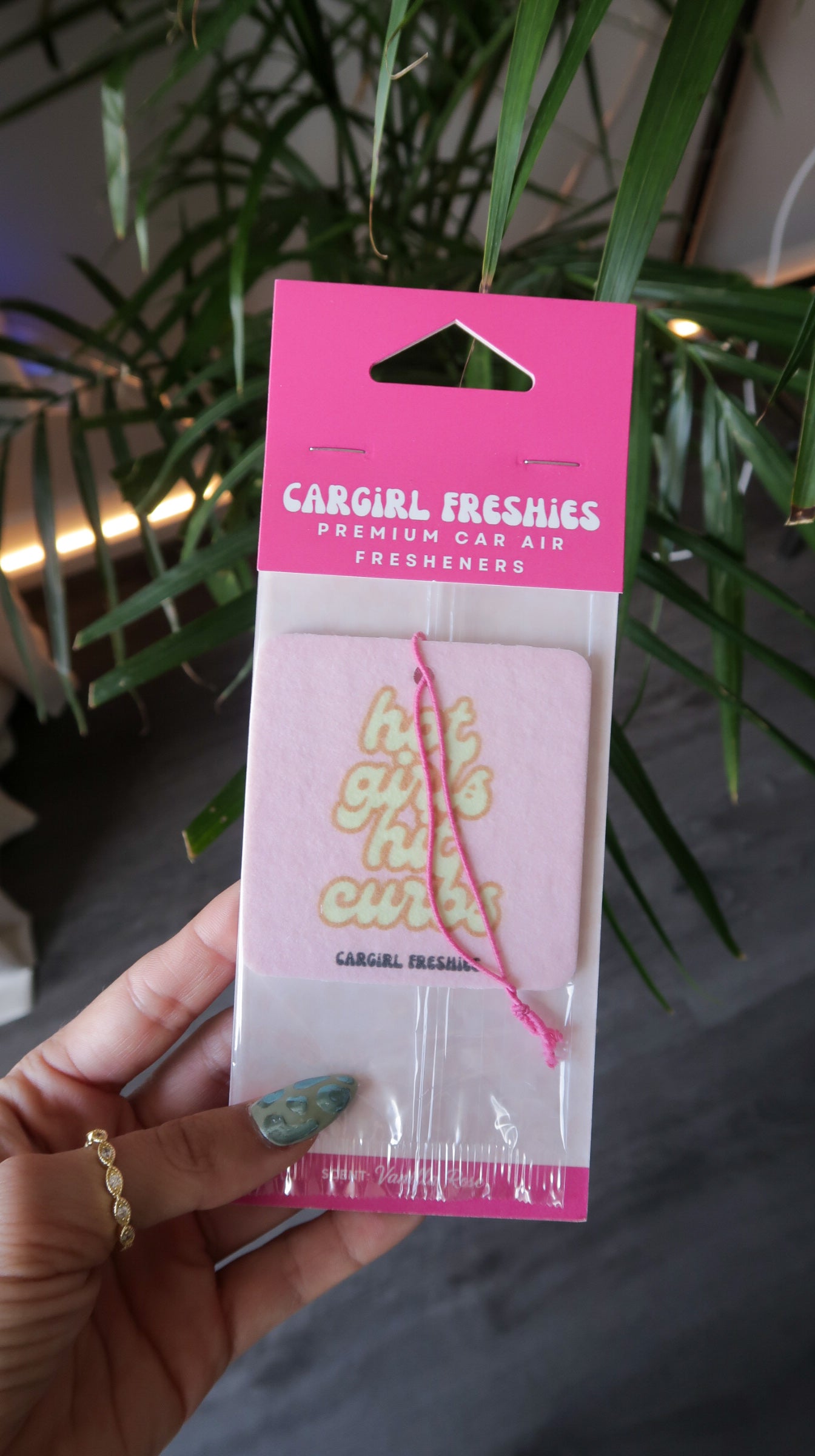 "Hot Girls Hit Curbs" Car Freshie – Vanilla Rose