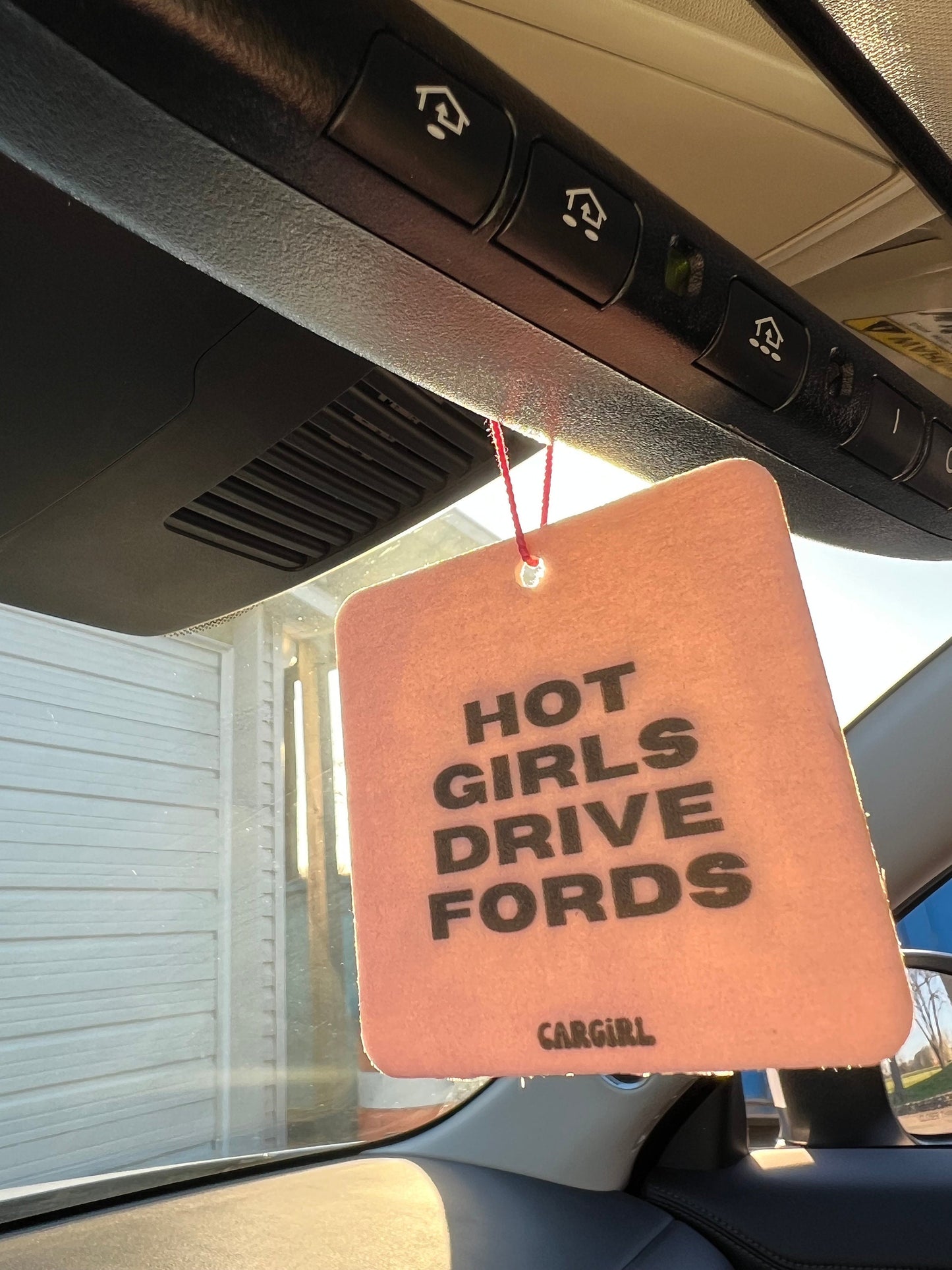 Pink "Hot Girls Drive Fords" Vanilla Rose-Scented Car Freshener | Pink Accessories | Best Gifts for Women | Cute Car Freshies