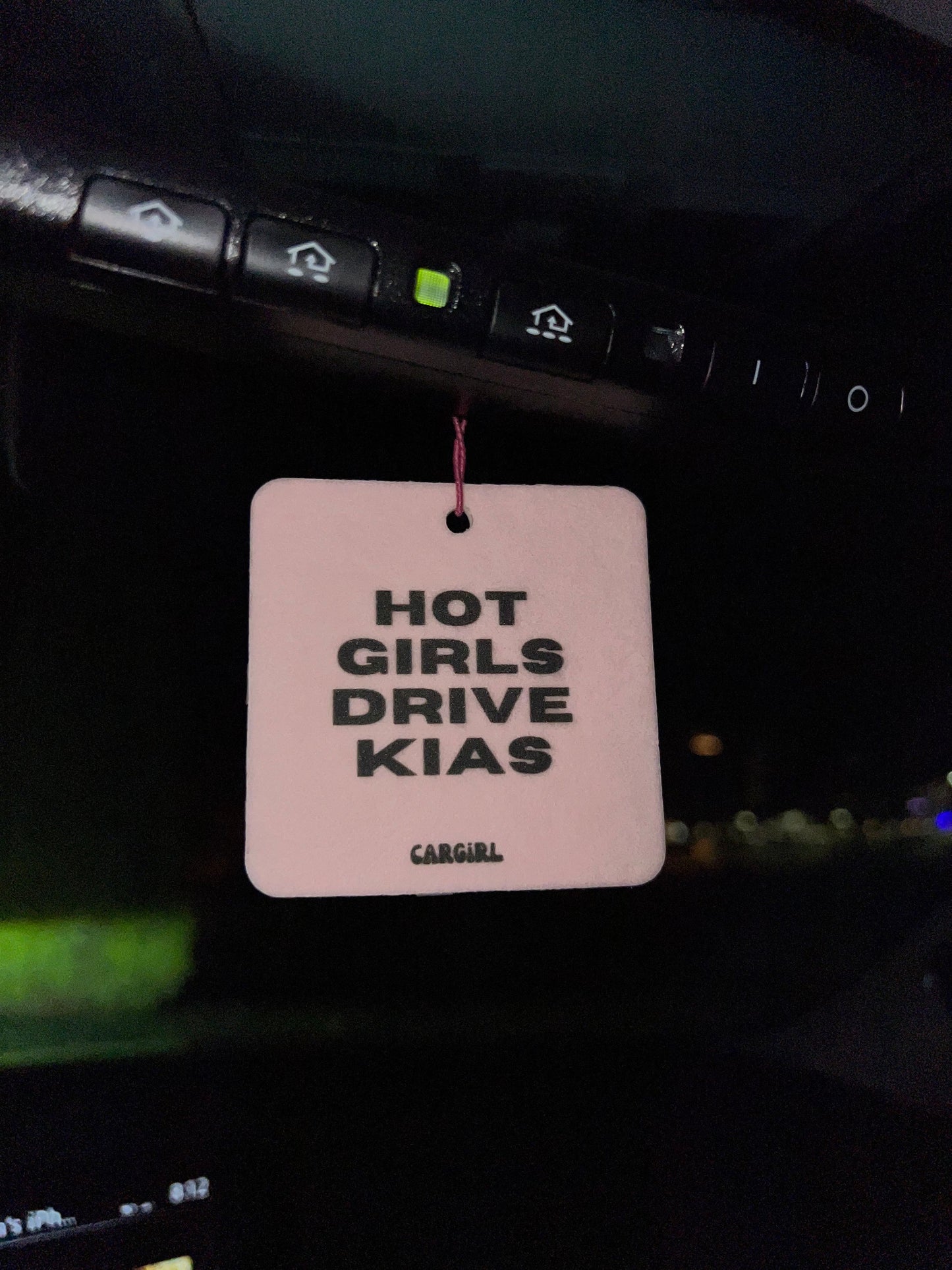 Pink 'Hot Girls Drive Kias' Vanilla Car Freshener