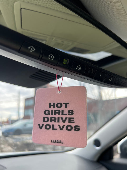 Pink "Hot Girls Drive Volvos" Vanilla-Scented Car Freshener | Pink Accessories | Best Gifts for Women | Cute Car Freshies