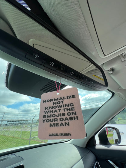 Pink "Normalize not knowing dash emojis" Vanilla Rose-Scented Car Freshener | Pink Accessories | Best Gifts for Women | Cute Car Freshies