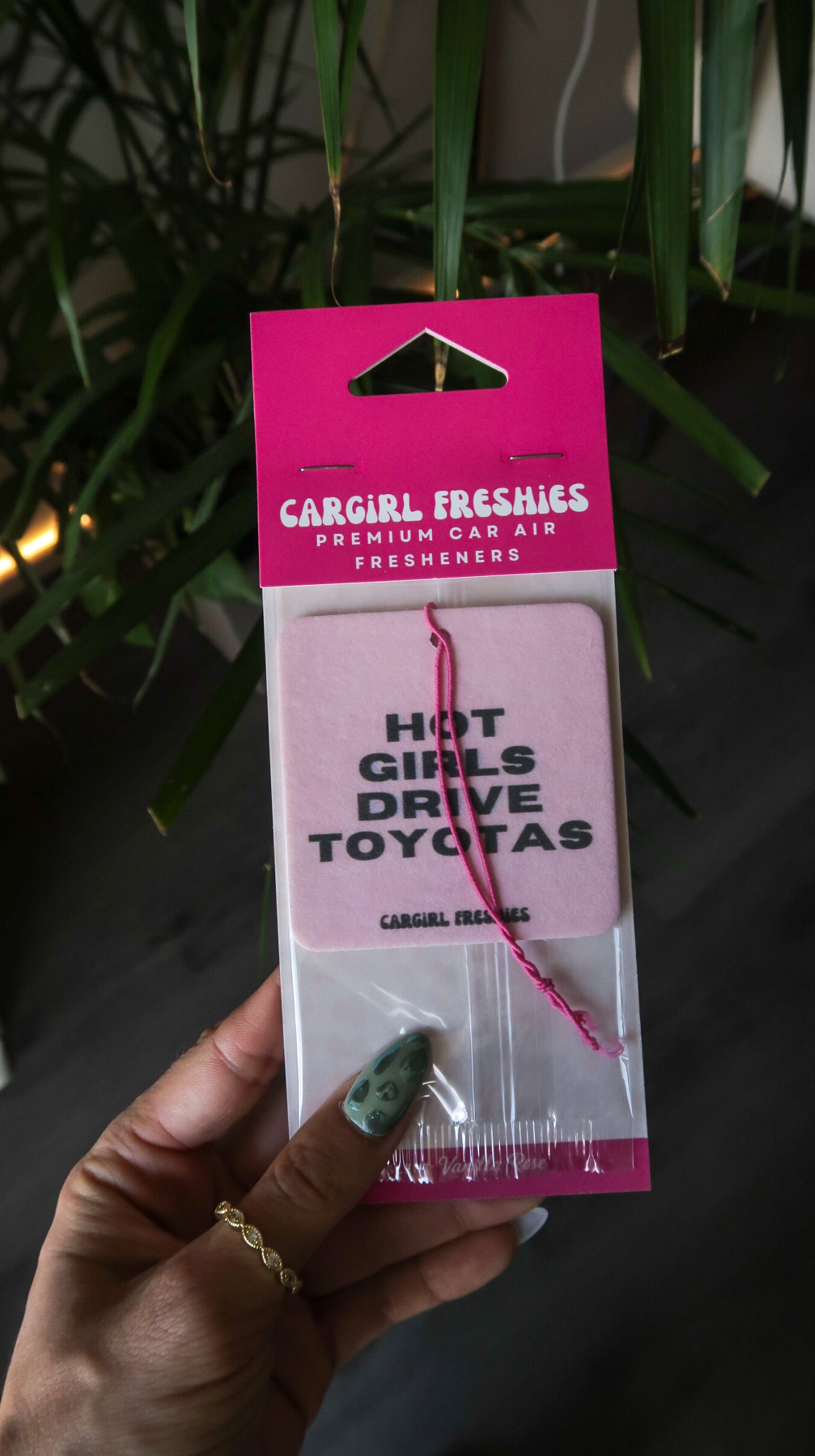 "Hot Girls Drive Toyotas" Car Freshie – Vanilla Rose