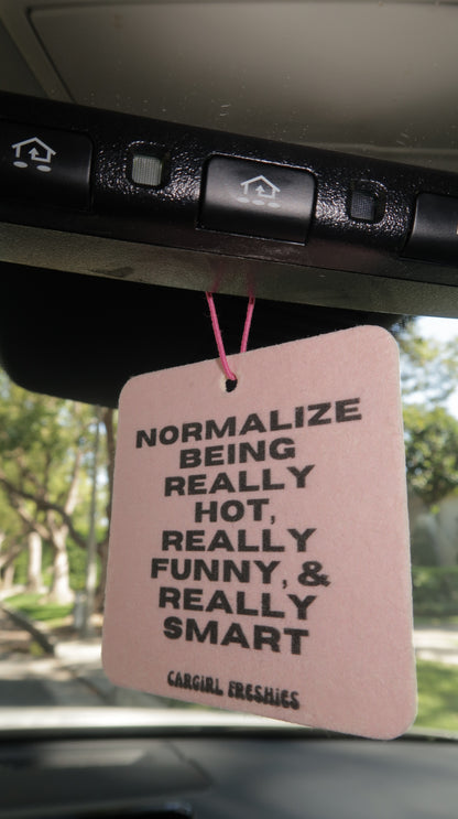 "Normalize Being Really Hot, Really Funny, and Really Smart" Car Freshie – Vanilla Rose