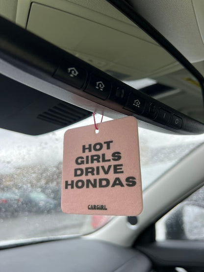 3-Pack Bundle of the Pink "Hot Girls Drive Hondas" Vanilla Rose-Scented Car Freshener | Pink Accessories | Best Gifts for Women
