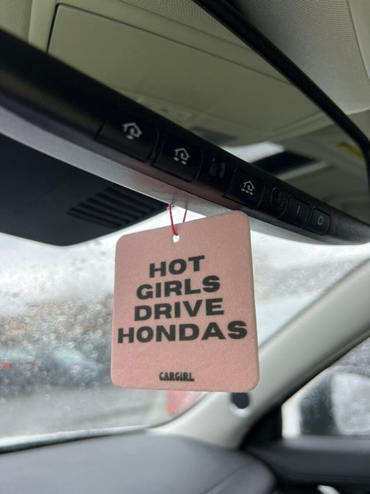 3-Pack Bundle of the Pink "Hot Girls Drive Hondas" Vanilla Rose-Scented Car Freshener | Pink Accessories | Best Gifts for Women