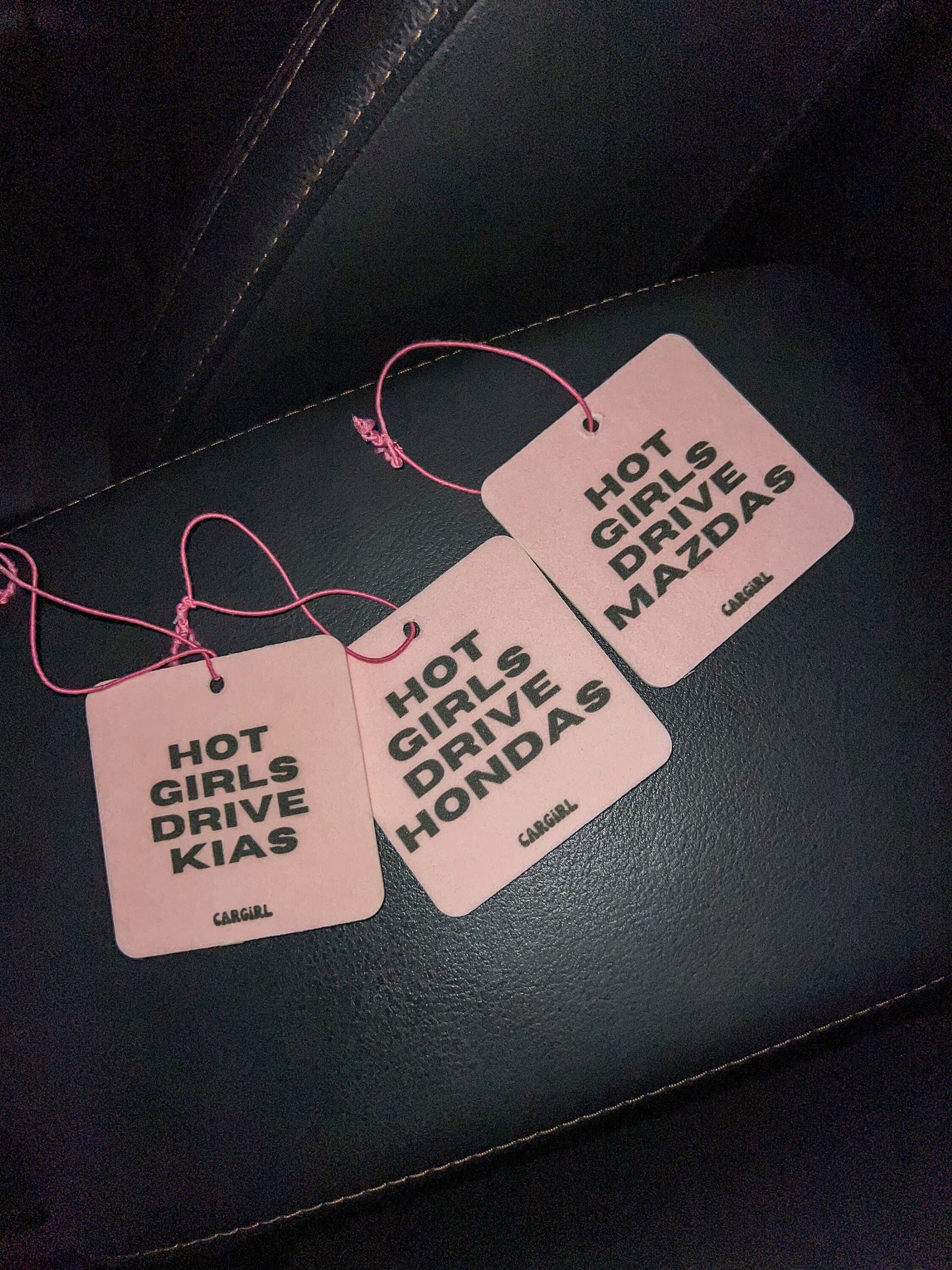 Pink 'Hot Girls Drive Kias' Vanilla Car Freshener