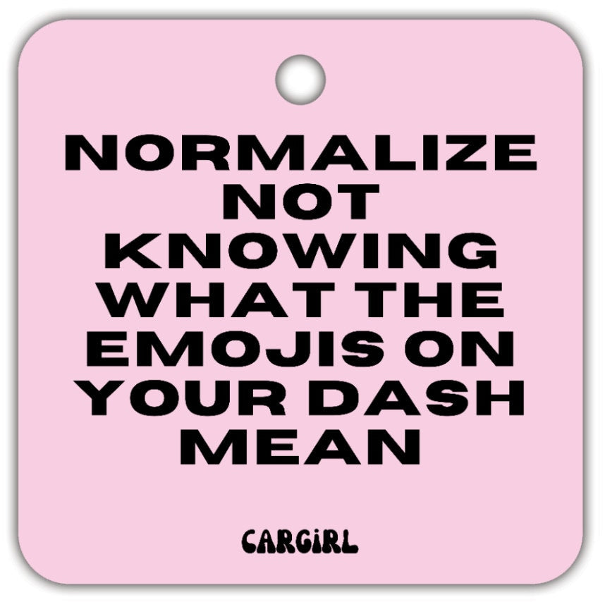 Pink "Normalize not knowing dash emojis" Vanilla Rose-Scented Car Freshener | Pink Accessories | Best Gifts for Women | Cute Car Freshies