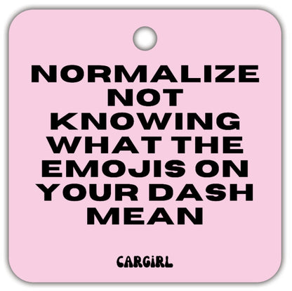 Pink "Normalize not knowing dash emojis" Vanilla Rose-Scented Car Freshener | Pink Accessories | Best Gifts for Women | Cute Car Freshies