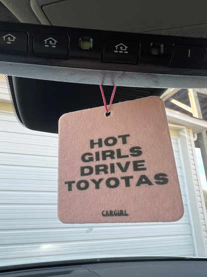 3-Pack Bundle of the Pink "Hot Girls Drive Toyotas" Vanilla Rose-Scented Car Freshener | Best Gifts for Women | Cute Freshies