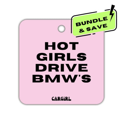 Hot Girls Drive BMWs Car Freshener | Vanilla Scented, Pink (3-pack)
