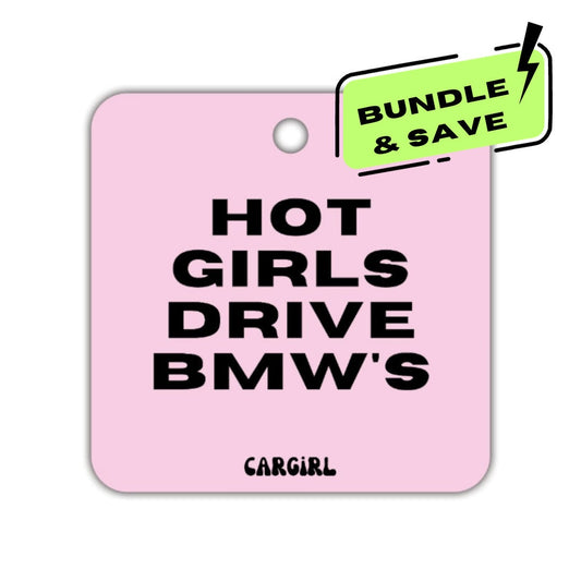 Hot Girls Drive BMWs Car Freshener | Vanilla Scented, Pink (3-pack)
