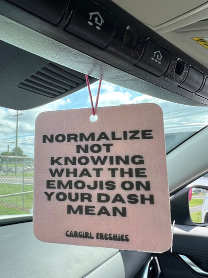 Pink "Normalize not knowing dash emojis" Vanilla Rose-Scented Car Freshener | Pink Accessories | Best Gifts for Women | Cute Car Freshies