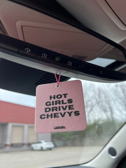 Pink "Hot Girls Drive Chevys" Vanilla Car Freshener | 3-Pack Bundle