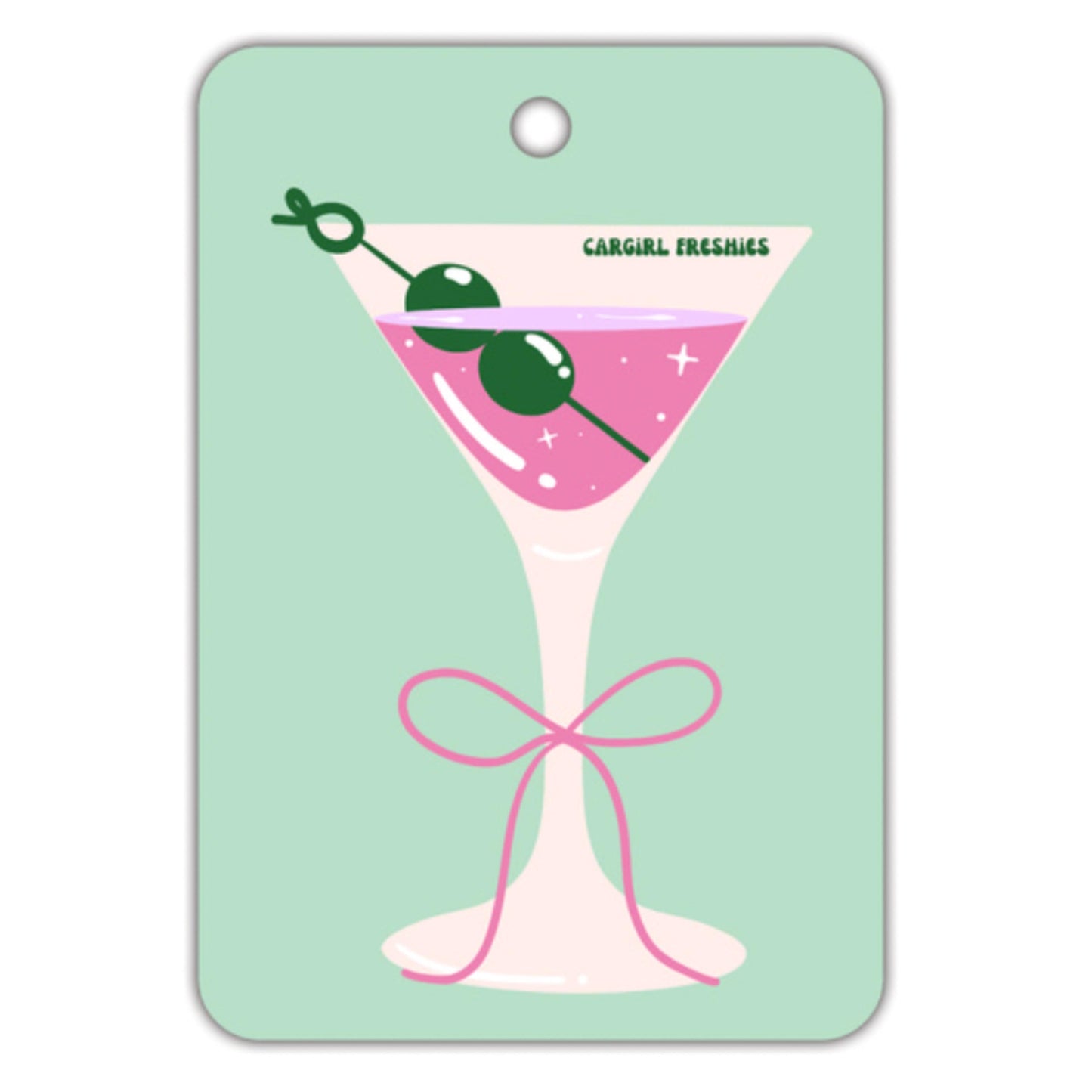Martini Car Freshener | Vanilla Rose Scented, Pink Accessories