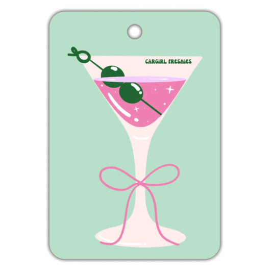 Martini Car Freshener | Vanilla Rose Scented, Pink Accessories