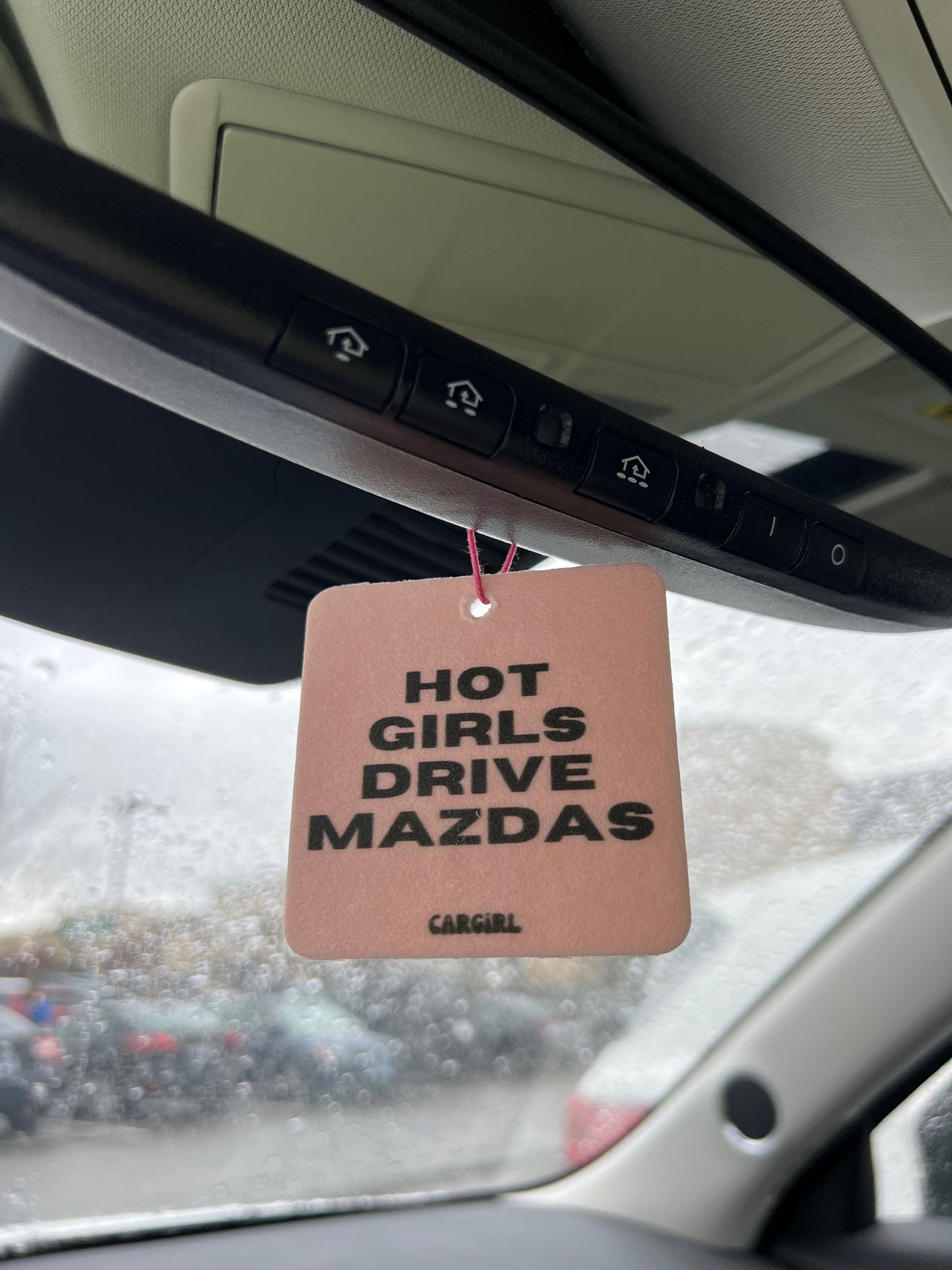 Pink "Hot Girls Drive Mazdas" Vanilla Rose-Scented Car Freshener | Pink Accessories | Best Gifts for Women | Cute Car Freshies