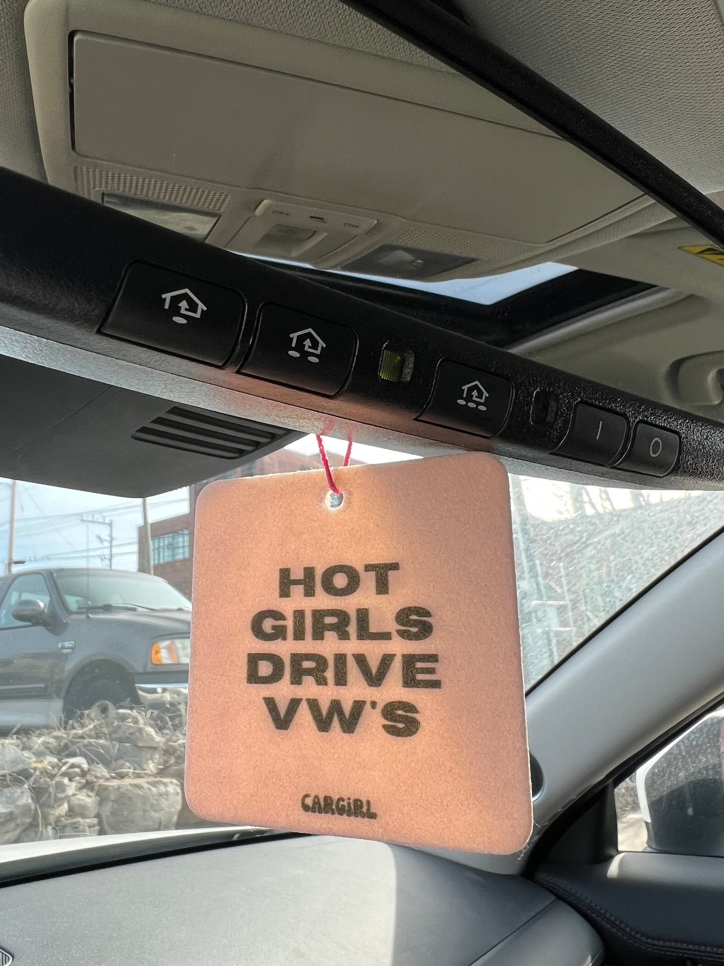 Pink "Hot Girls Drive VW's" Vanilla Car Freshener