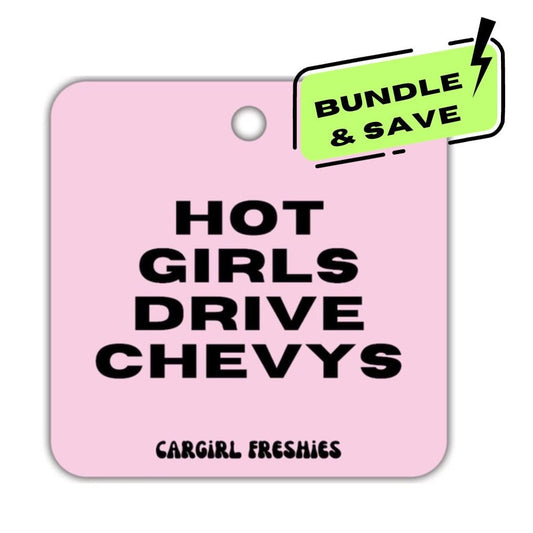 Pink "Hot Girls Drive Chevys" Vanilla Car Freshener | 3-Pack Bundle