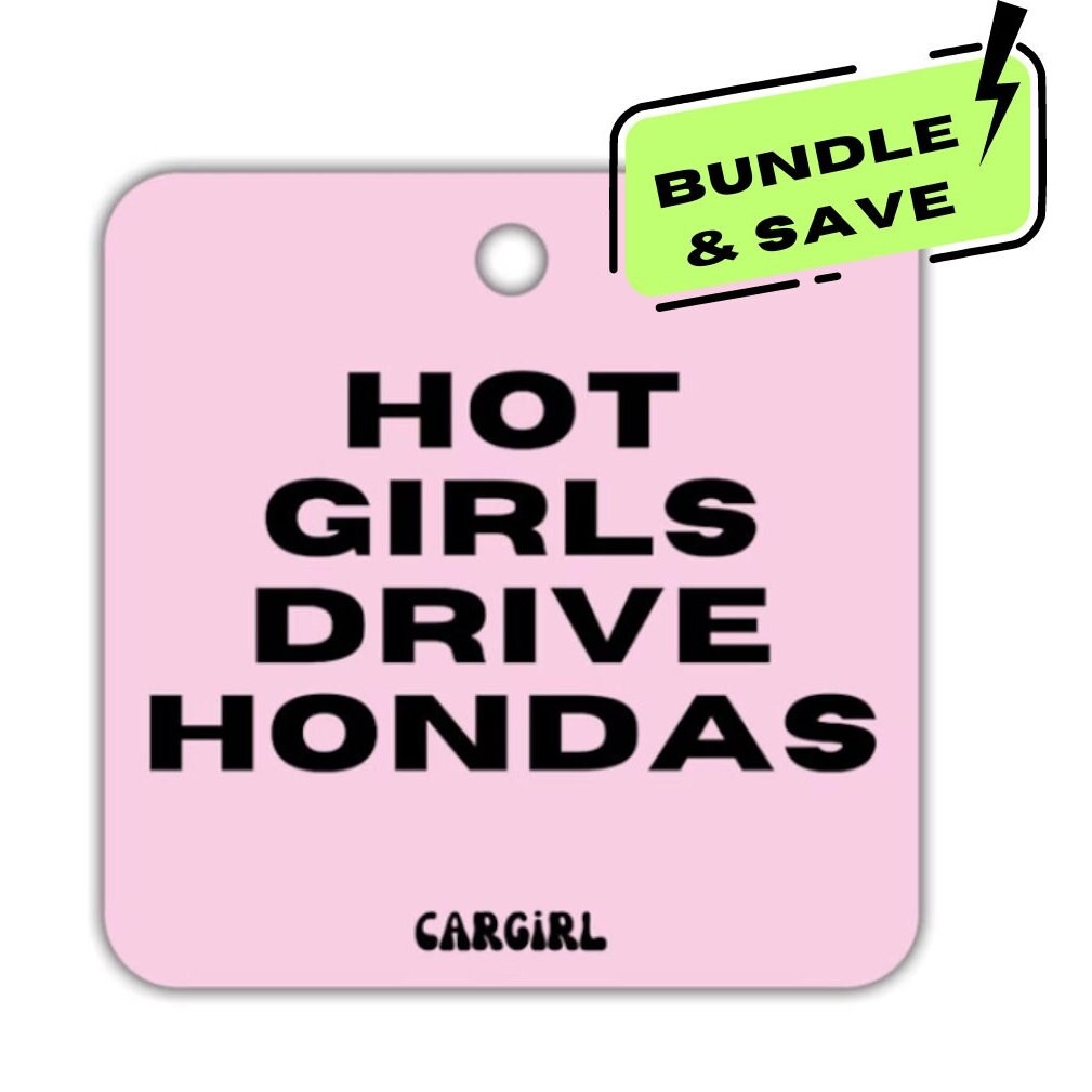 3-Pack Bundle of the Pink "Hot Girls Drive Hondas" Vanilla Rose-Scented Car Freshener | Pink Accessories | Best Gifts for Women