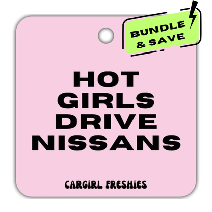 "Hot Girls Drive Nissans" Car Freshie 3-Pack – Vanilla Rose